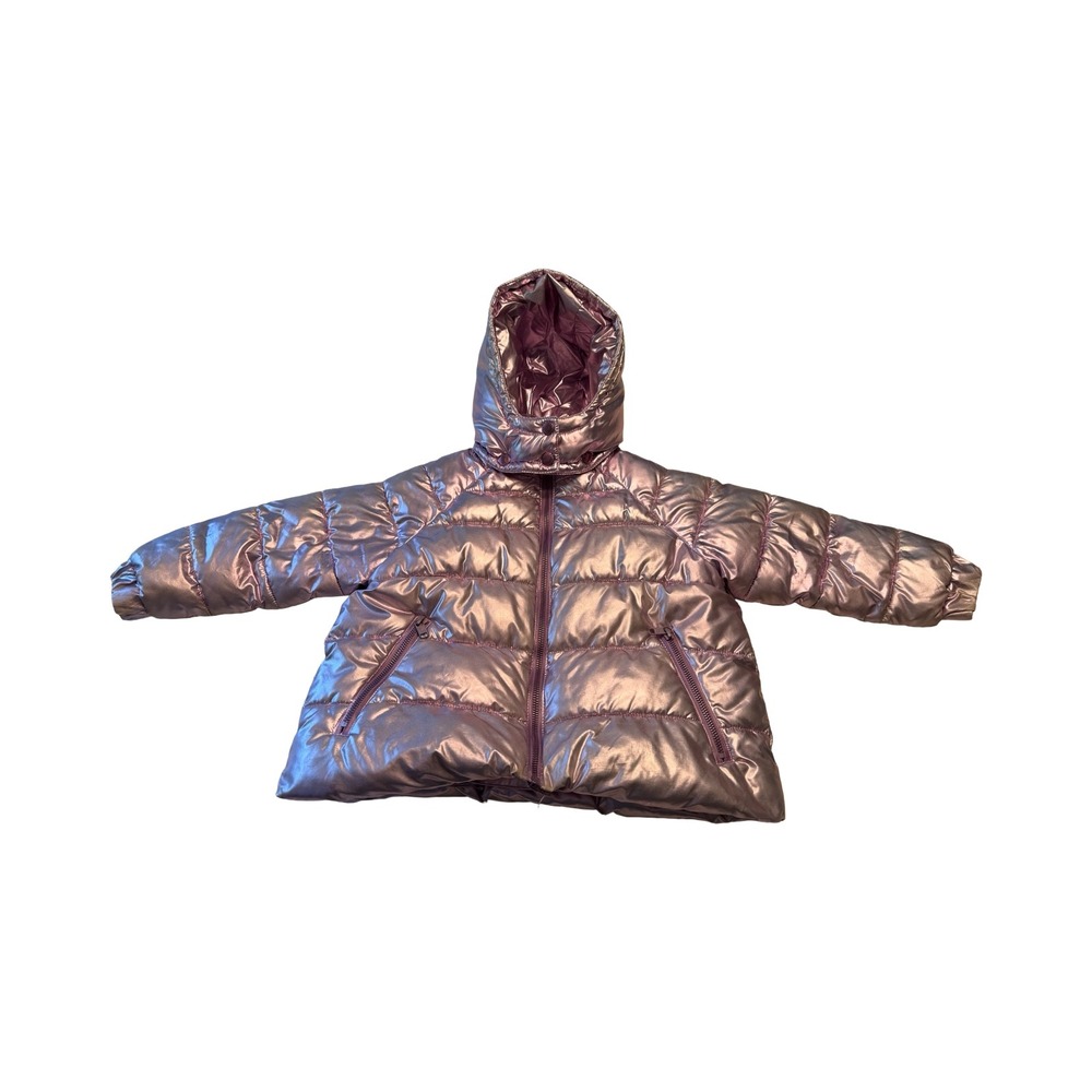 Stella McCartney Kids Metallic Lilac Puffer Jacket Detachable Hood Size 5 Years